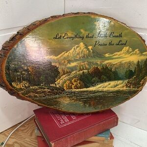 Vintage live edge wood Rustic Art Plaque by - “Natural Wood Finish”